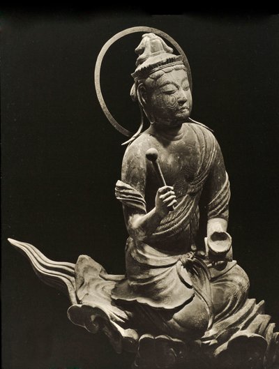 Bosatsu playing musical instrument, from the 11th century, Late Heian Period, Byodo-In, Kyoto, 1950 by Japanese Photographer